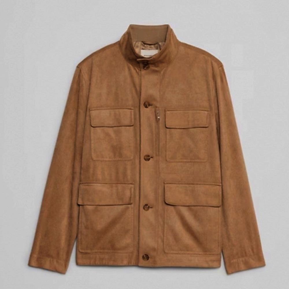 New Banana Republic Factory Mens Vegan Suede Field Jacket‎ Tan Brown Size Small